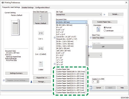 Operation panel screen illustration