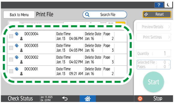 Operation panel screen illustration