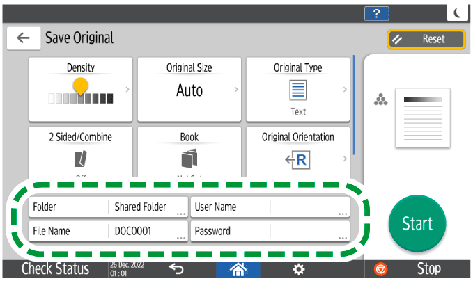 Operation panel screen illustration
