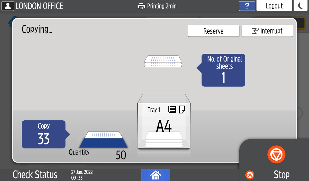 Operation panel screen illustration
