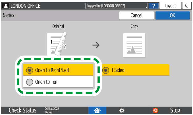 Operation panel screen illustration