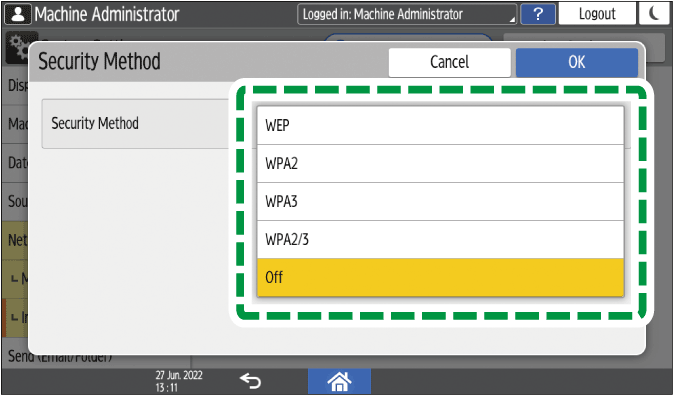 Operation panel screen illustration