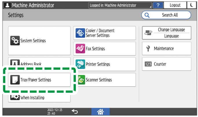 Operation panel screen illustration