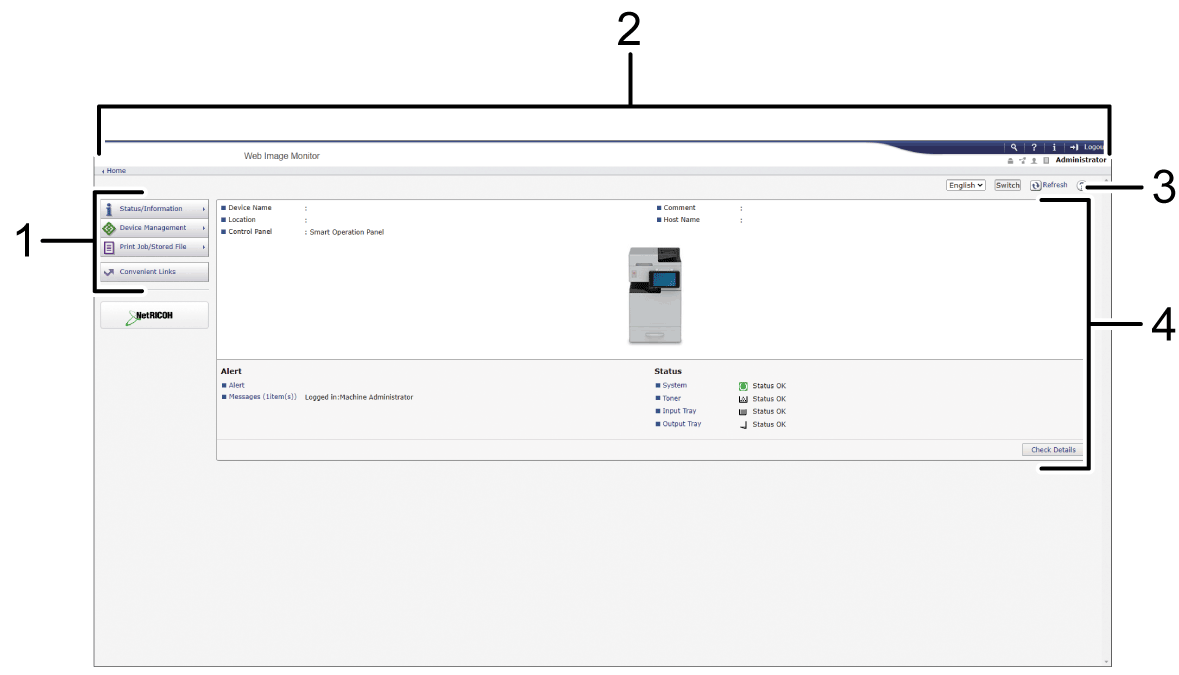 Web browser screen illustration numbered callout illustration