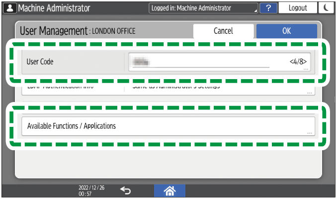 Operation panel screen illustration