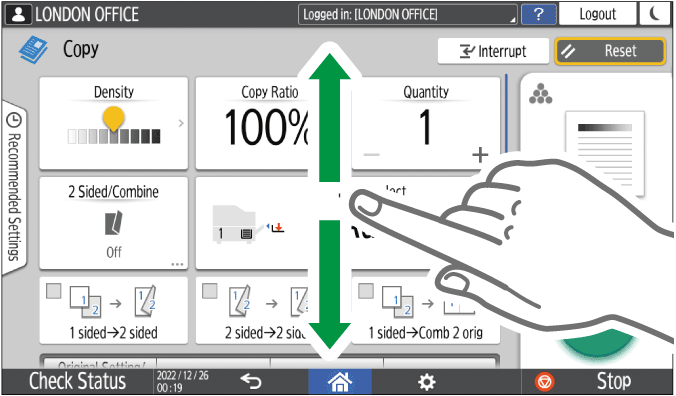 Operation panel screen illustration