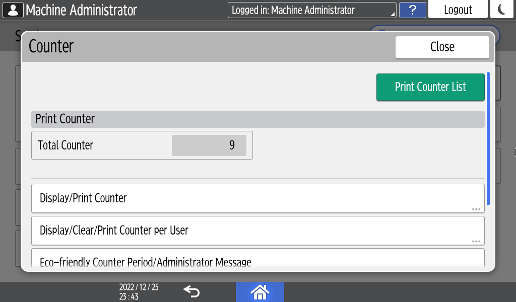 Operation panel screen illustration