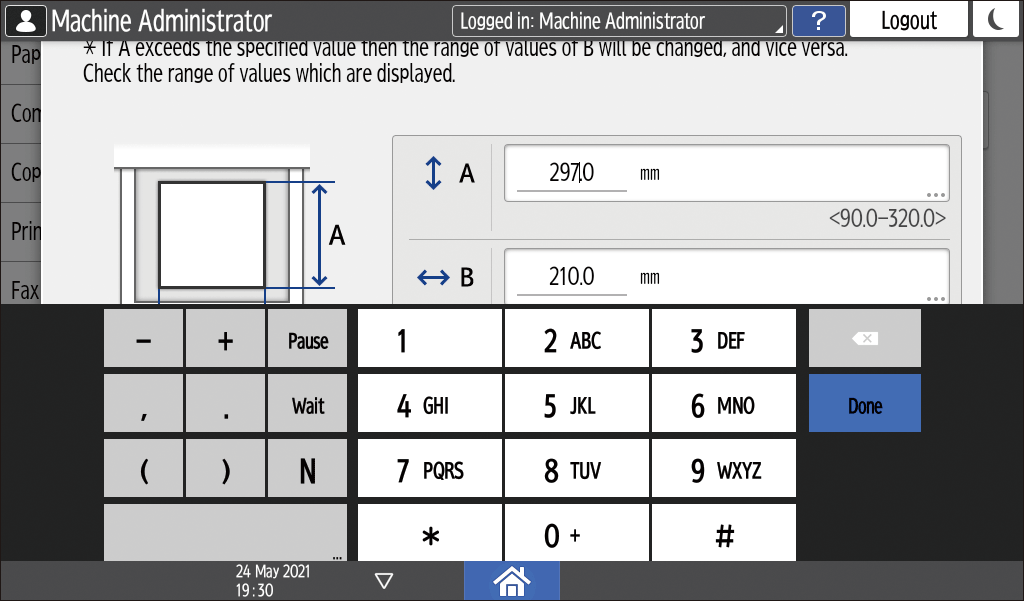Operation panel screen illustration