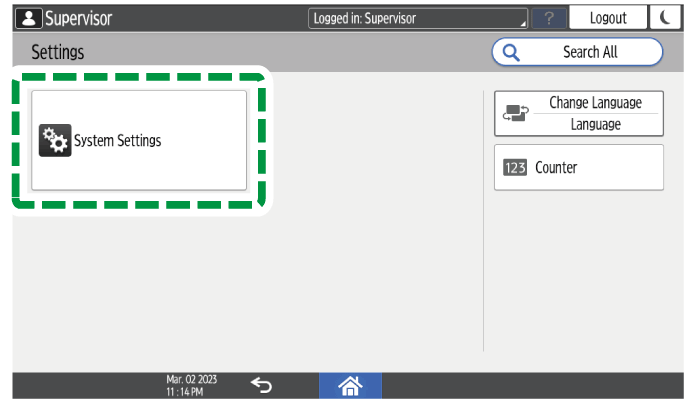 Operation panel screen illustration