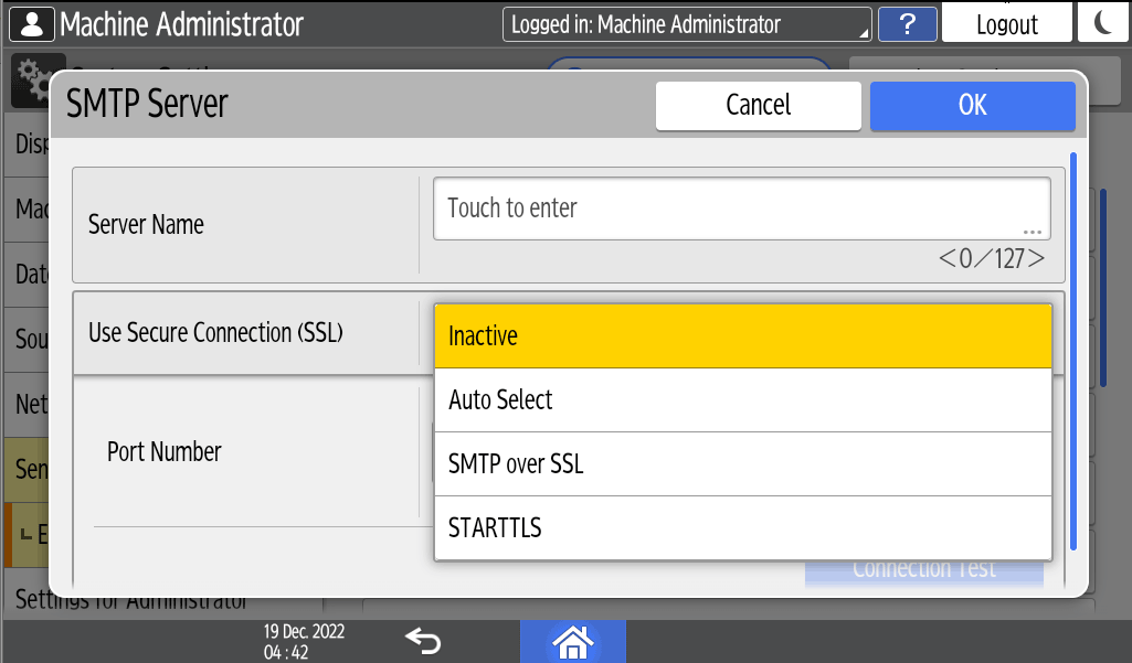 Operation panel screen illustration