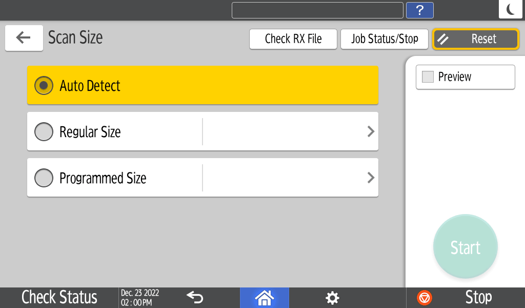 Operation panel screen illustration