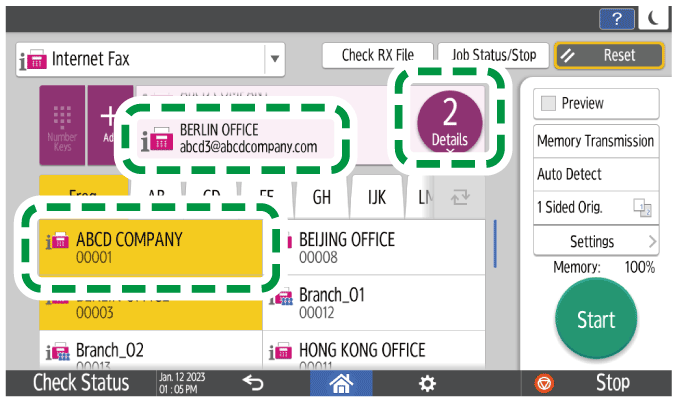 Operation panel screen illustration