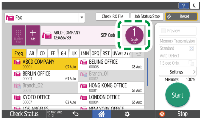 Operation panel screen illustration