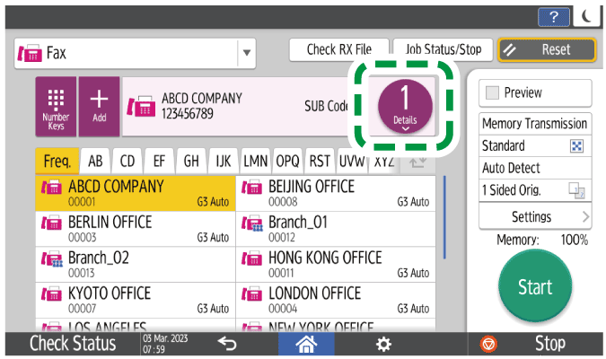 Operation panel screen illustration
