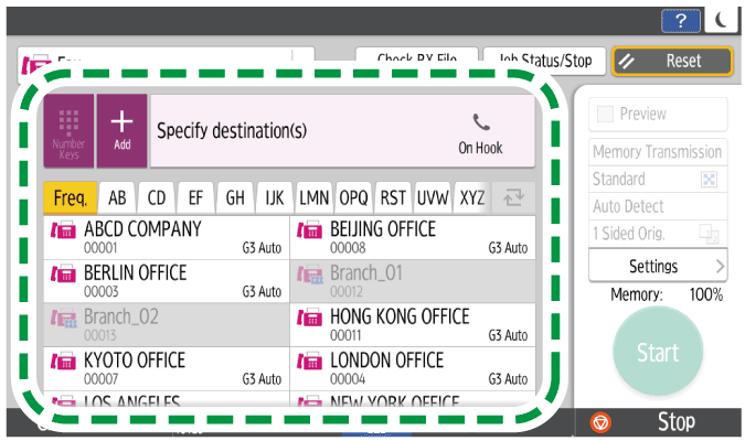 Operation panel screen illustration