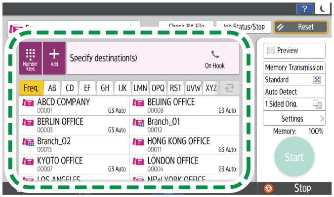Operation panel screen illustration