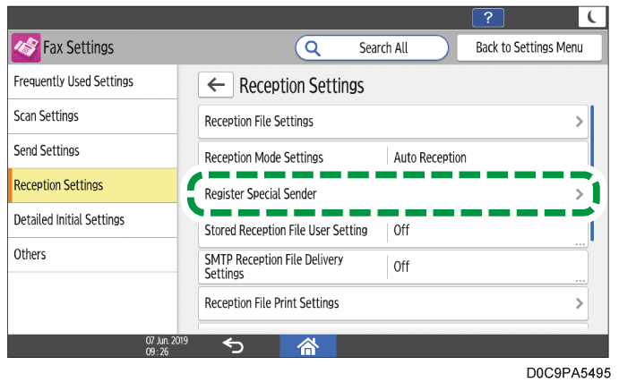 Operation panel screen illustration