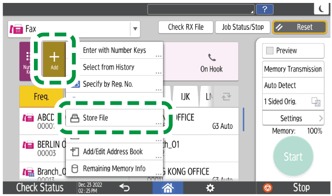 Operation panel screen illustration