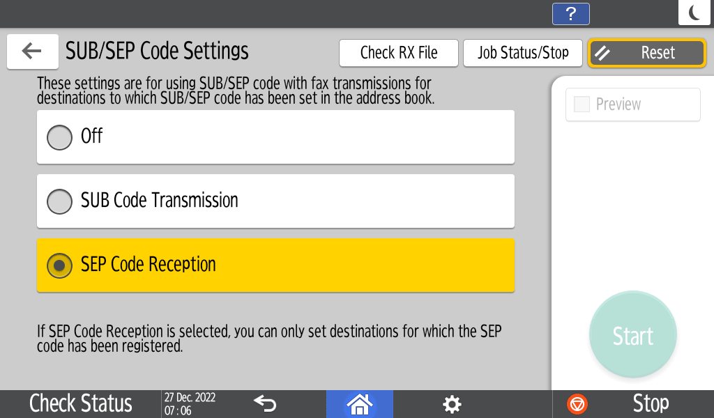 Operation panel screen illustration