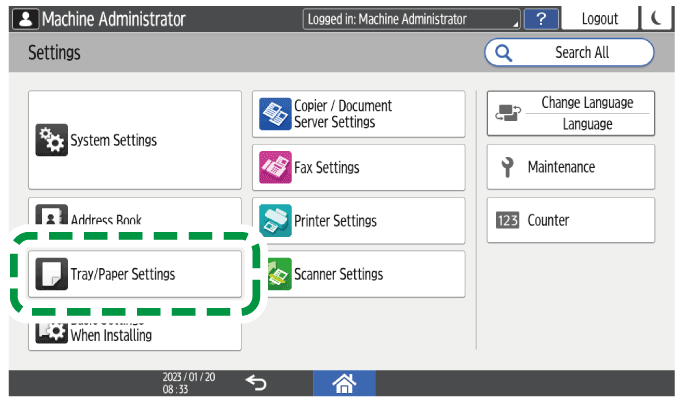 Operation panel screen illustration