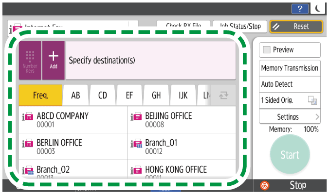 Operation panel screen illustration