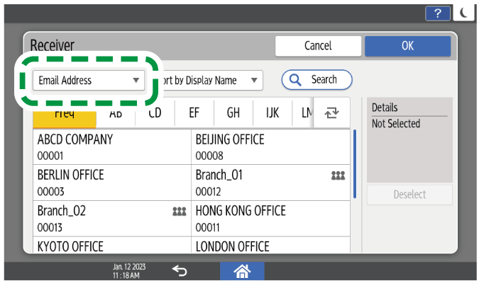 Operation panel screen illustration