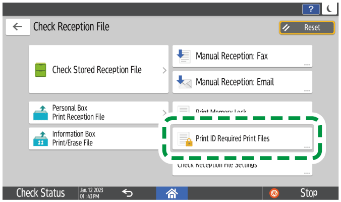 Operation panel screen illustration