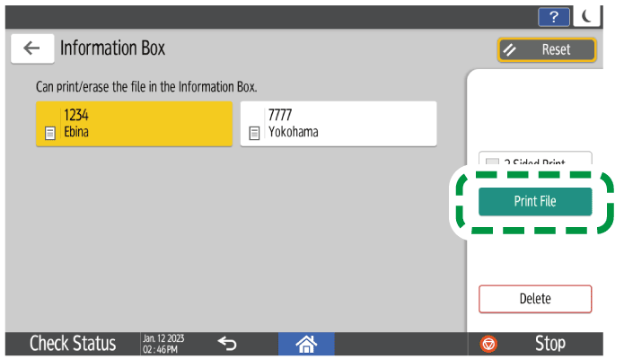 Operation panel screen illustration