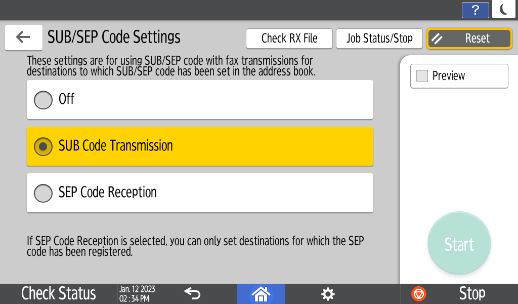 Operation panel screen illustration