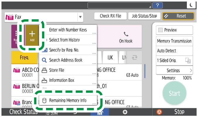 Operation panel screen illustration