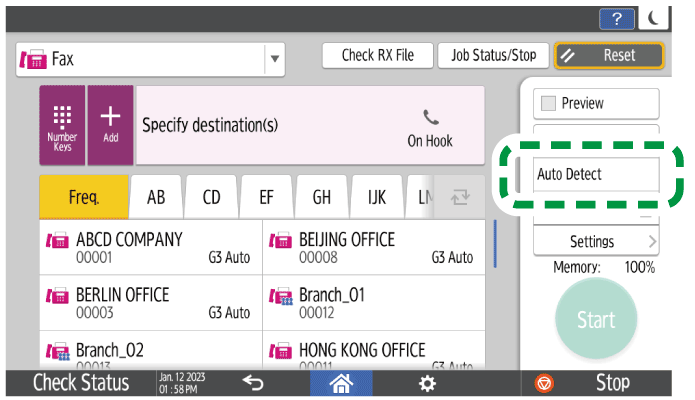 Operation panel screen illustration