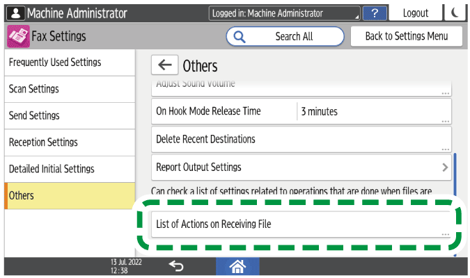 Operation panel screen illustration