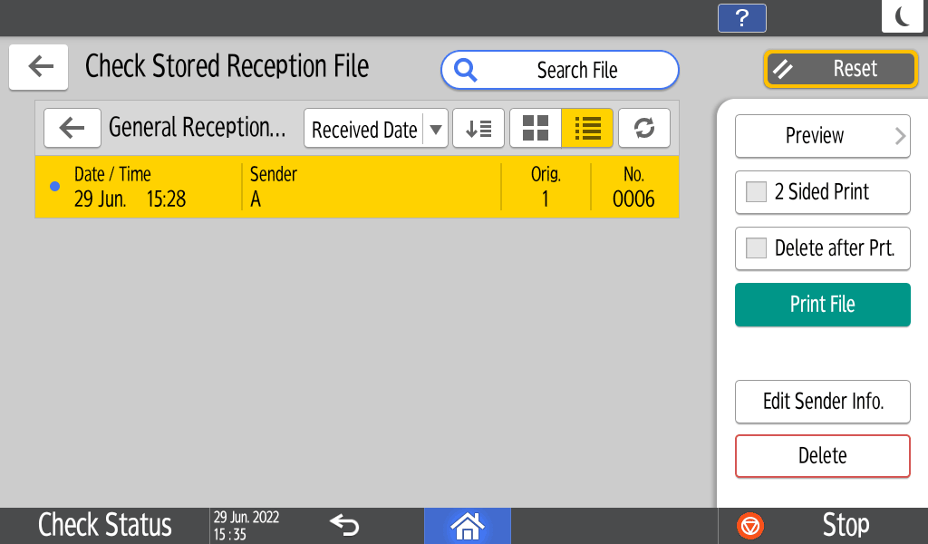 Operation panel screen illustration