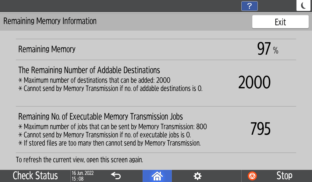 Operation panel screen illustration
