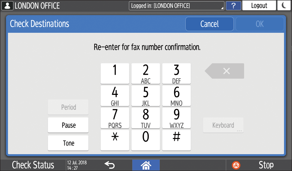 Operation panel screen illustration
