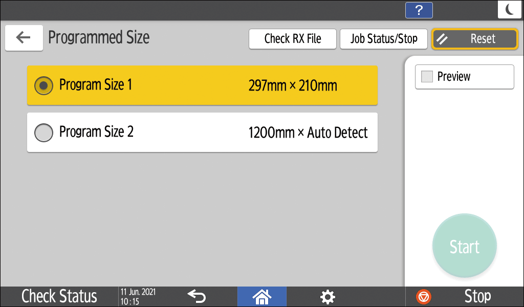 Operation panel screen illustration