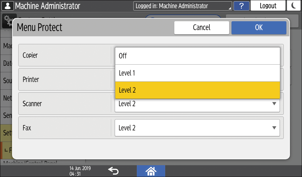 Operation panel screen illustration