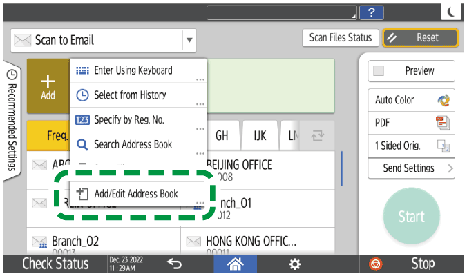 Operation panel screen illustration