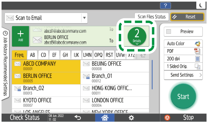 Operation panel screen illustration