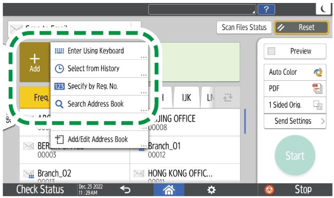 Operation panel screen illustration