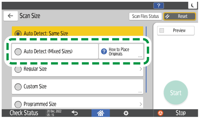 Operation panel screen illustration