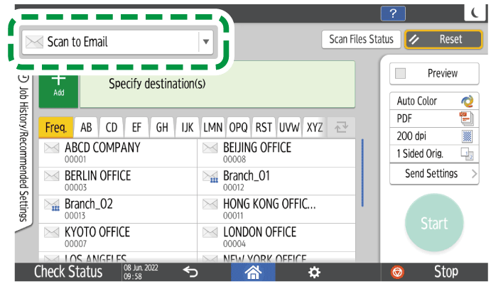 Operation panel screen illustration