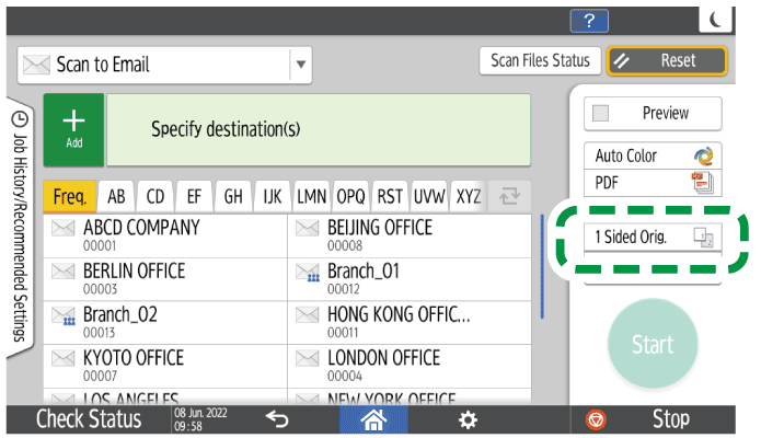 Operation panel screen illustration