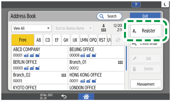 Operation panel screen illustration