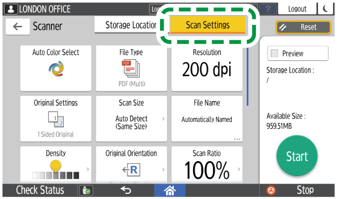 Operation panel screen illustration