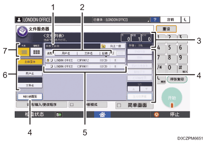 已编号的操作面板画面插图