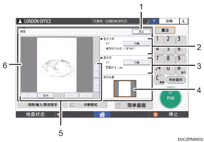 已编号的操作面板画面插图