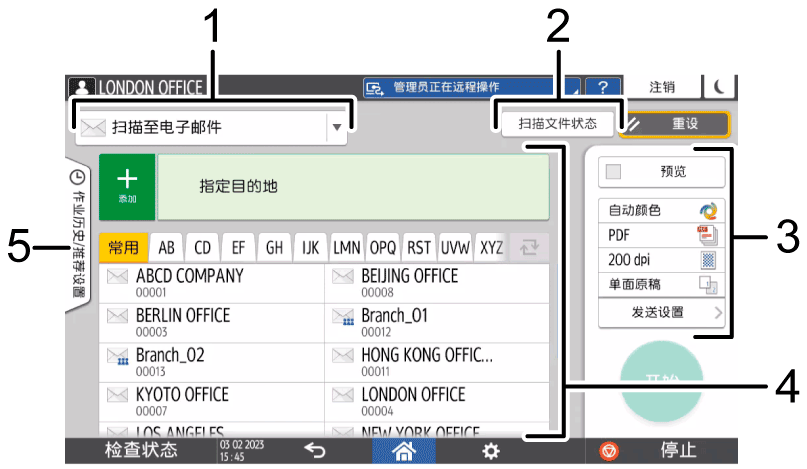已编号的操作面板画面插图