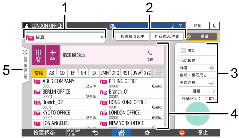 已编号的操作面板画面插图