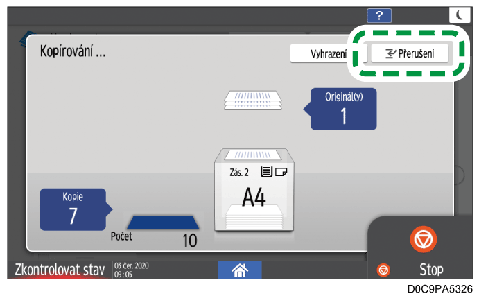 Ilustrace ovládacího panelu